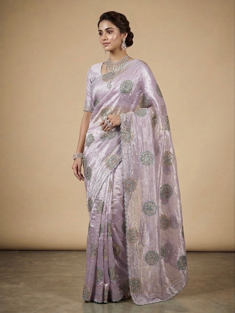 Rose Quartz Shimmer Organza Saree