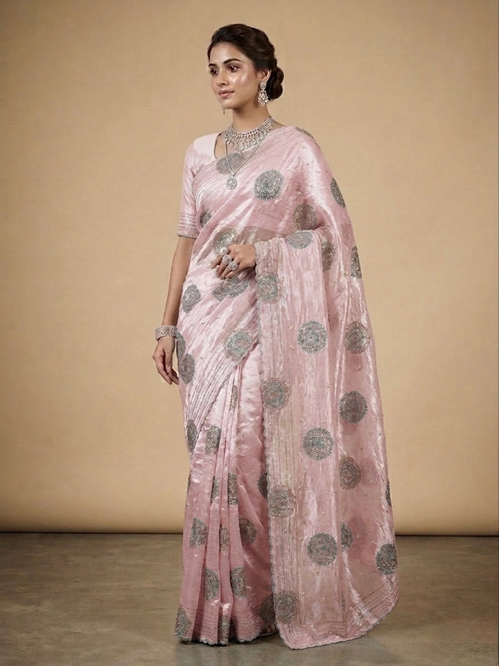 Rose Quartz Shimmer Organza Saree