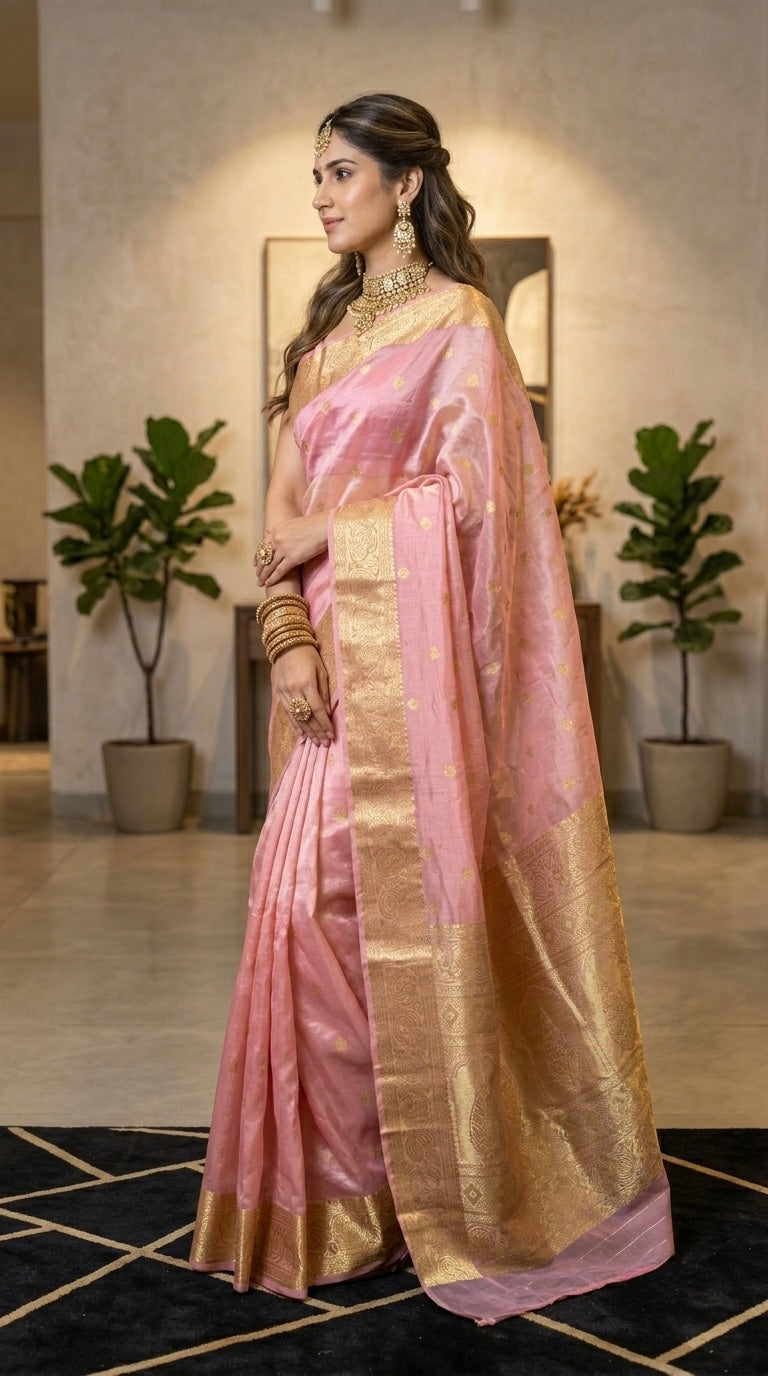 Adaa- Banarasi Tissue (Peach)