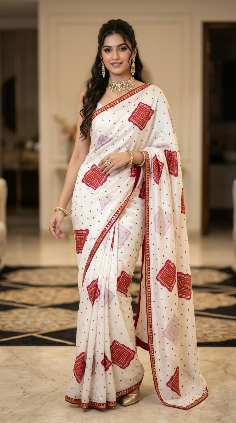 Bindiya- White Bandhani