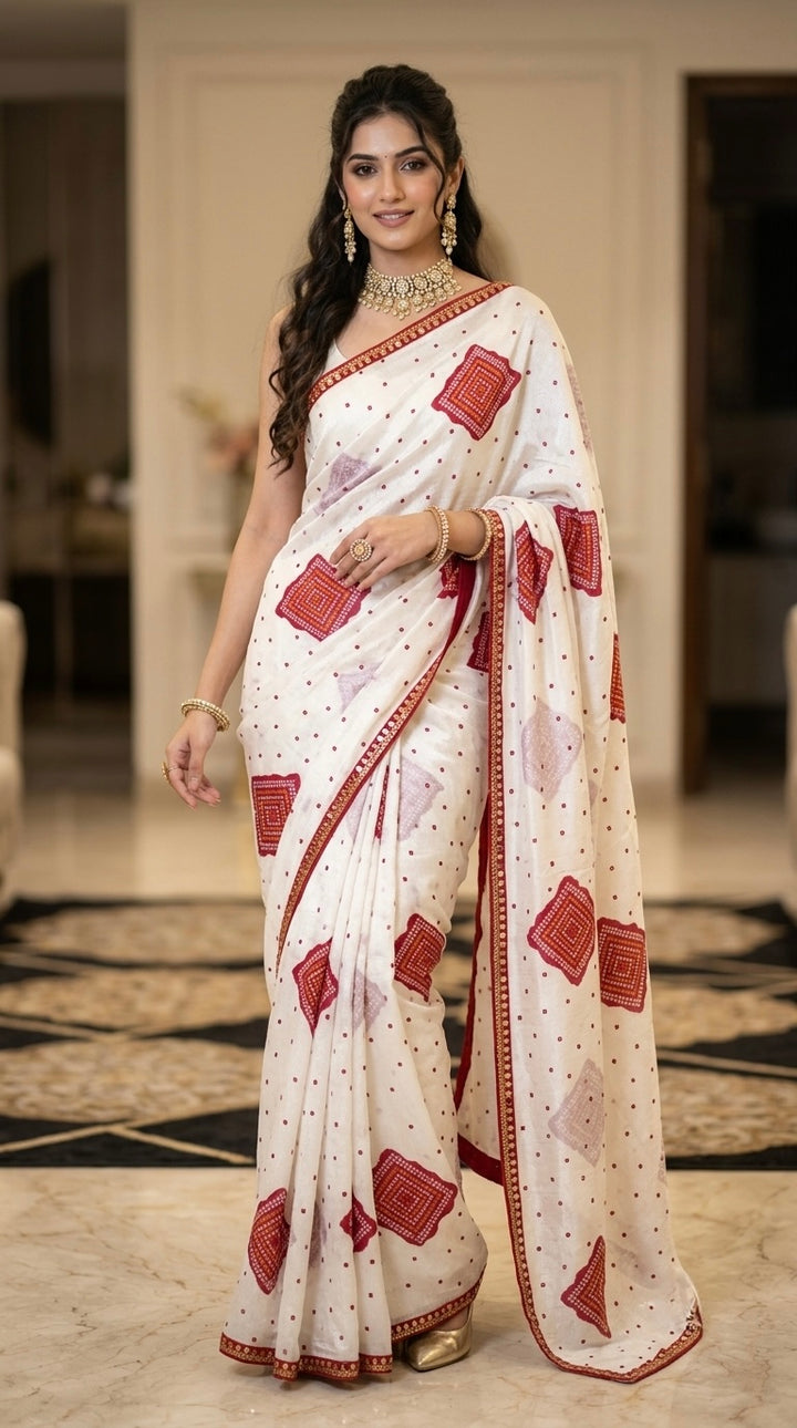 Bindiya- White Bandhani