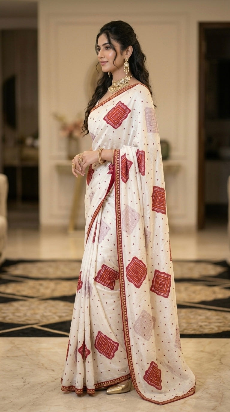 Bindiya- White Bandhani