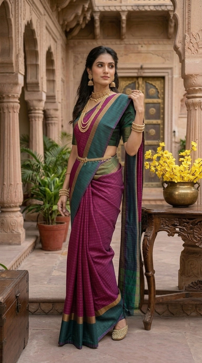 KanMani-South Silk (Rani & Green)