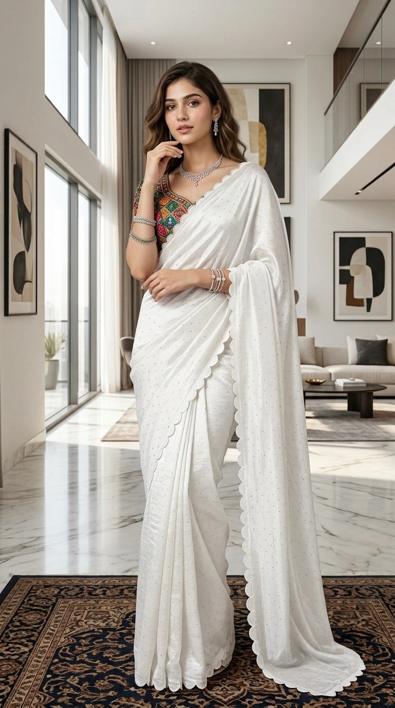 Shweta-Chiffon Silk (Elegant White)