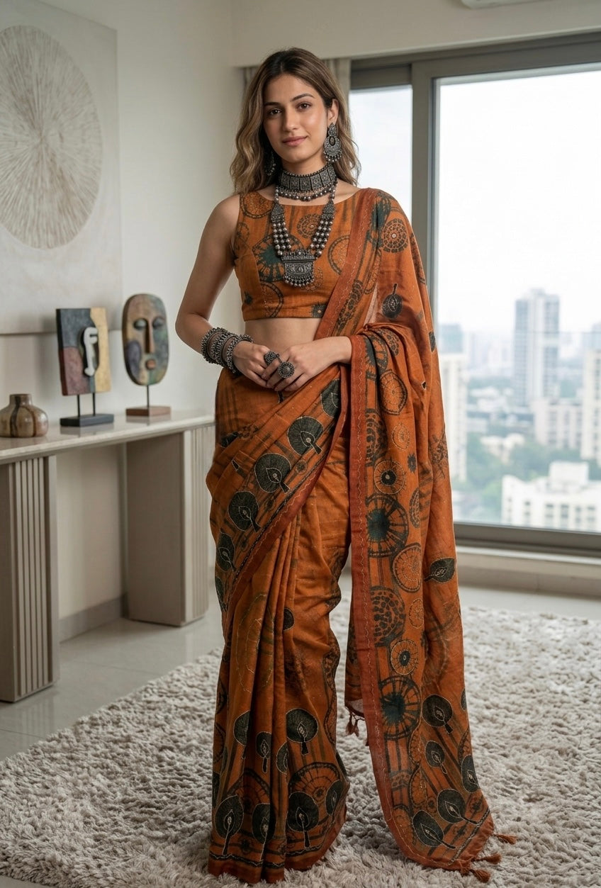 Maya-Chiffon Silk (Burnt Orange)