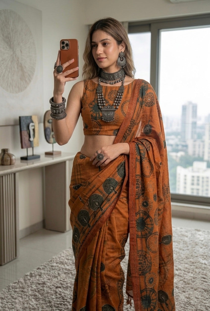 Maya-Chiffon Silk (Burnt Orange)