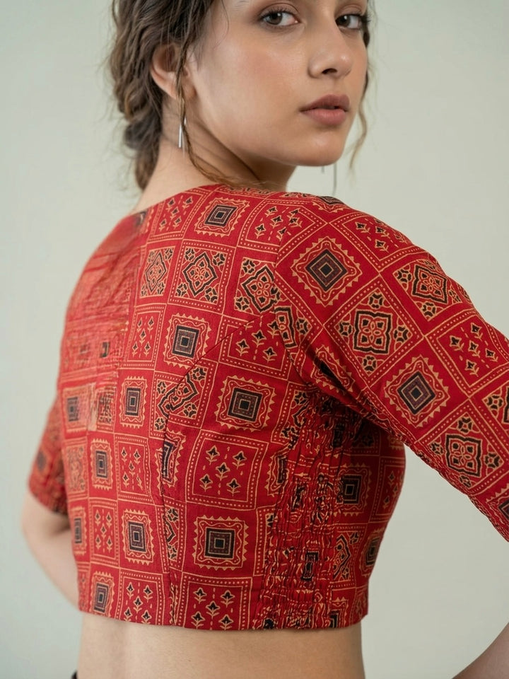 Cotton Side Strechable Blouse (Red)
