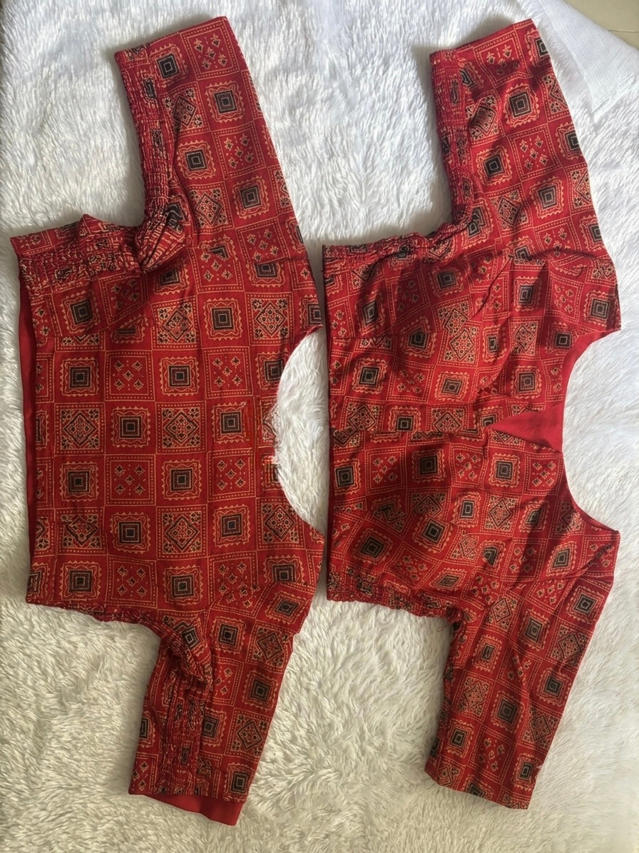Cotton Side Strechable Blouse (Red)