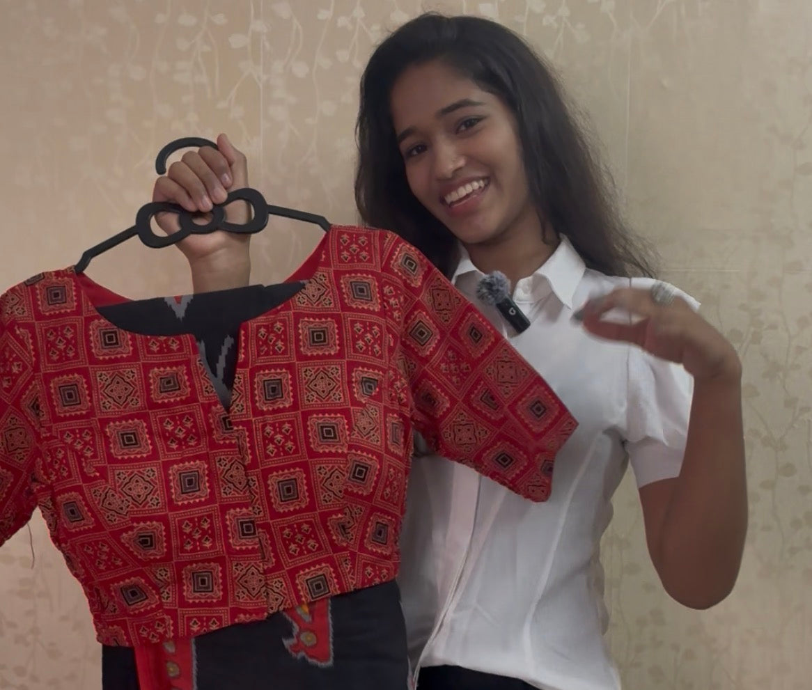 Cotton Side Strechable Blouse (Red)