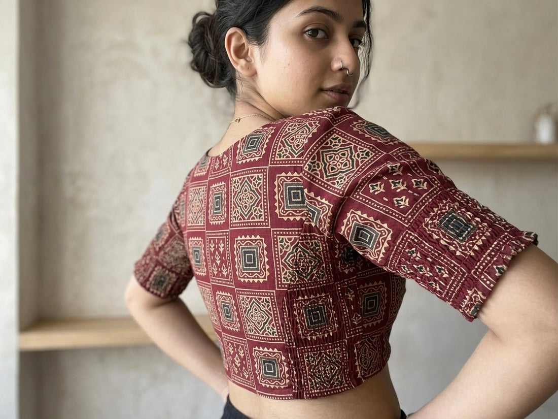 Cotton Side Strechable Blouse (Maroon)