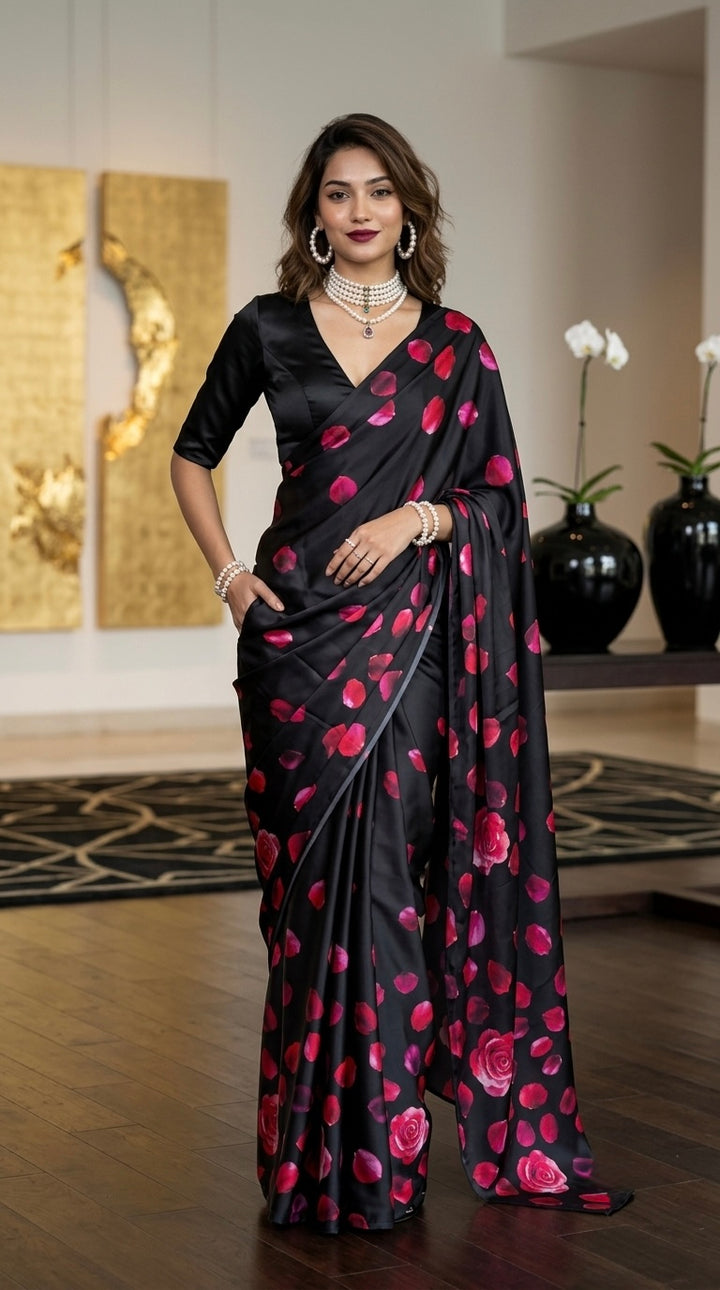 Petal- Premium Swiss Satin (Deep Black)