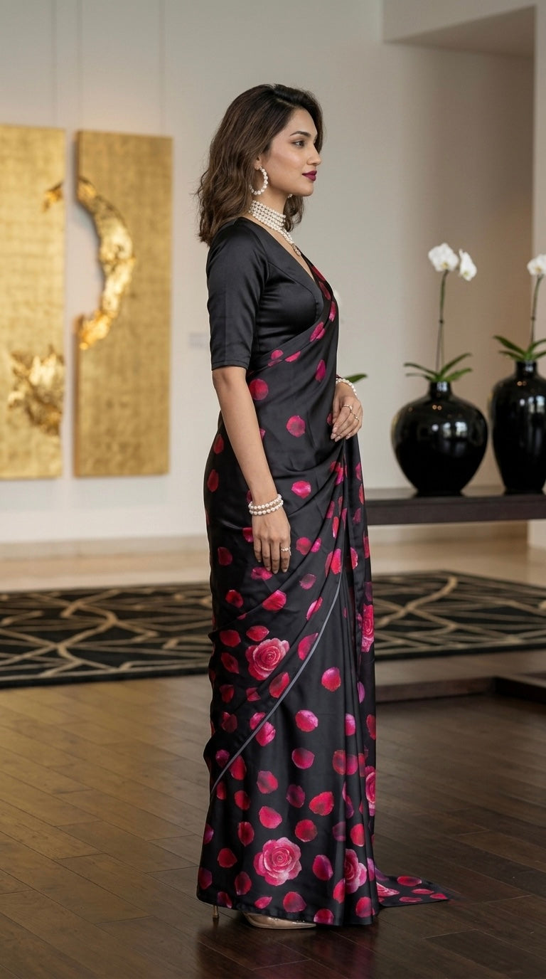 Petal- Premium Swiss Satin (Deep Black)