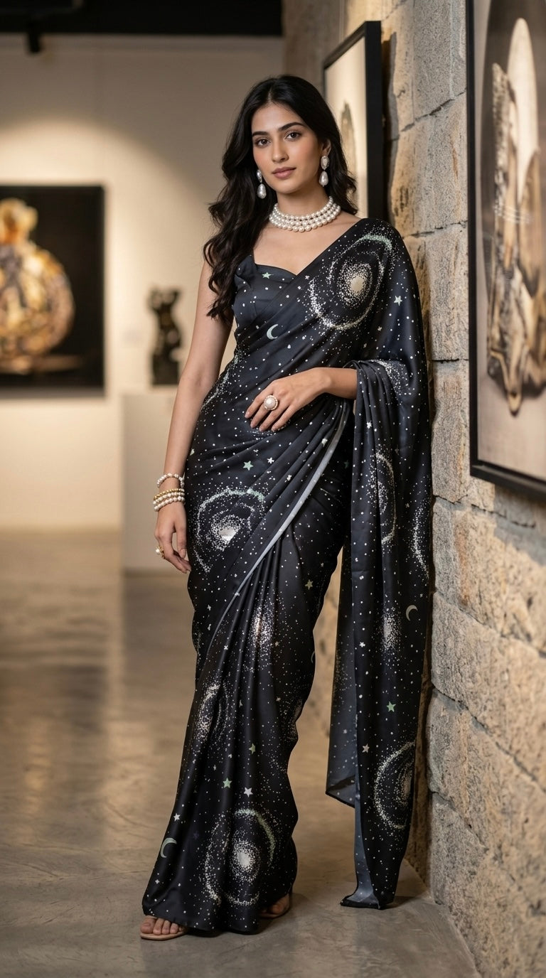Galaxy- Premium Swiss Satin (Deep Black)