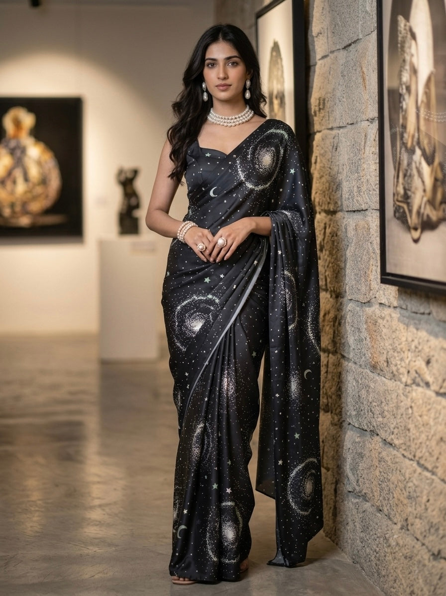 Galaxy- Premium Swiss Satin (Deep Black)