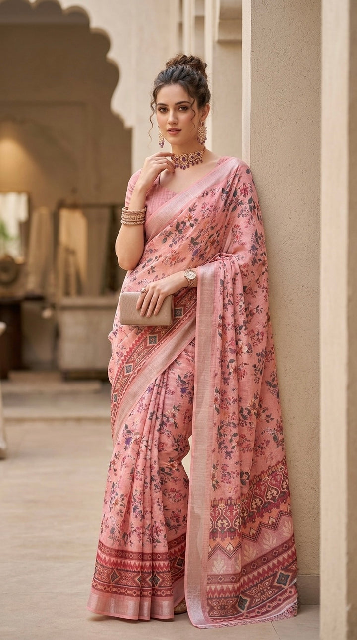 Naira-Pure Cotton (Serene Dusty Pink Base)