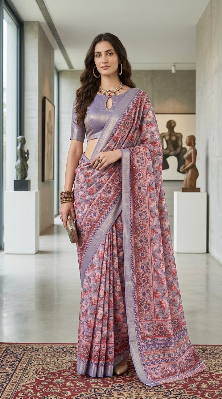 Naira-Pure Cotton (Lavender & Mauve Base)
