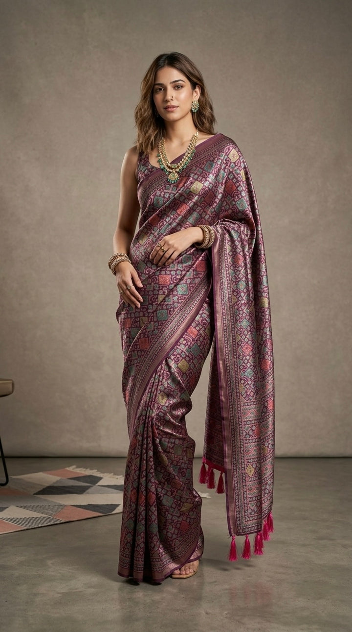 Aadhya-Premium Silk( Deep Plum & Rich Wine )