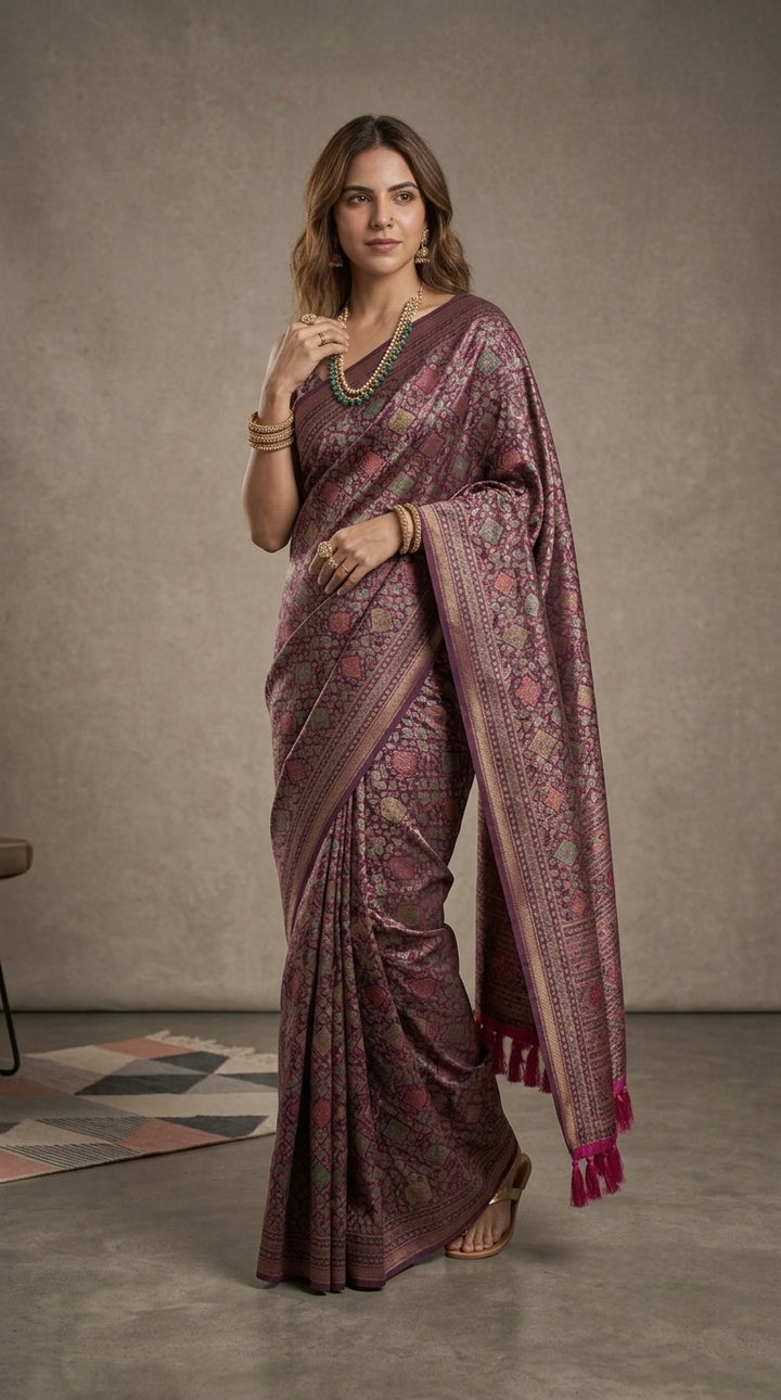 Aadhya-Premium Silk( Deep Plum & Rich Wine )