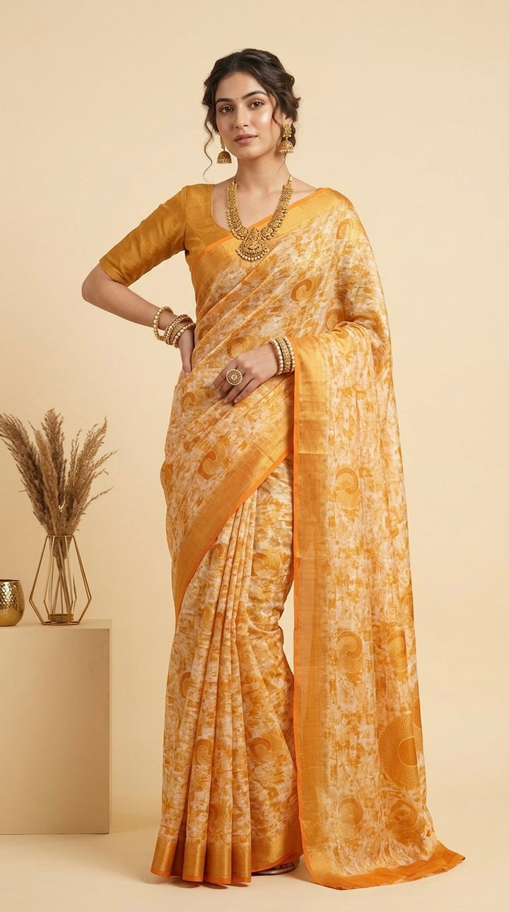 Nivya-Chiffon(Warm Mustard Yellow & Ivory)
