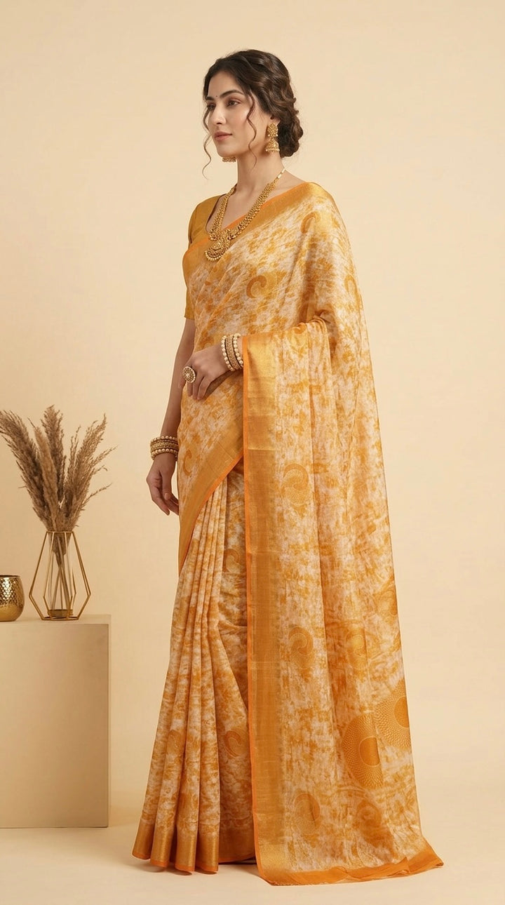 Nivya-Chiffon(Warm Mustard Yellow & Ivory)