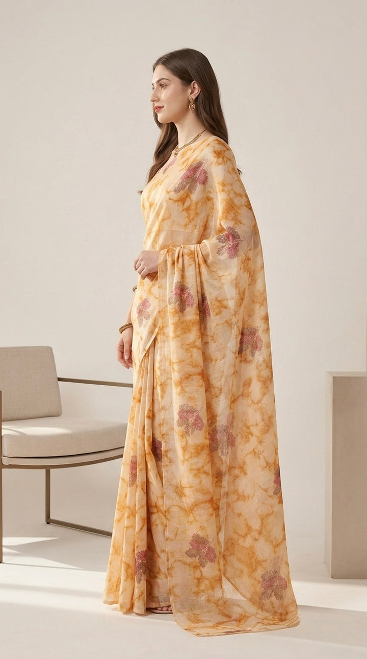 Nivya-Chiffon( Warm Caramel & Cream Marbled )
