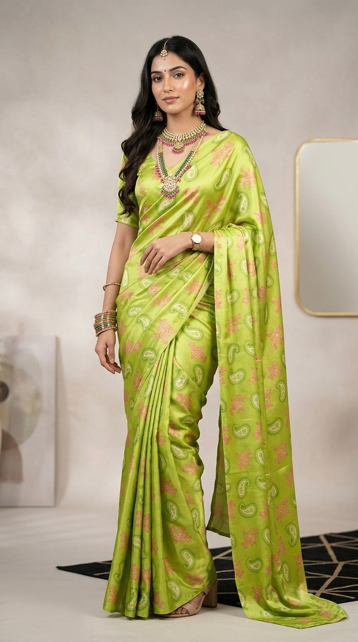 Nivya- Chiffon( Vibrant Lime Green)