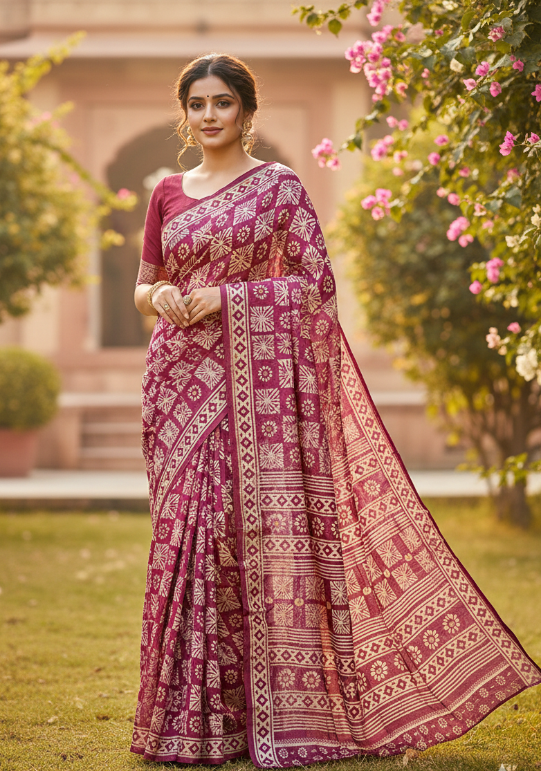 Wine Dola Silk Saree