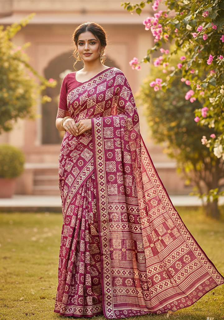 Wine Dola Silk Saree