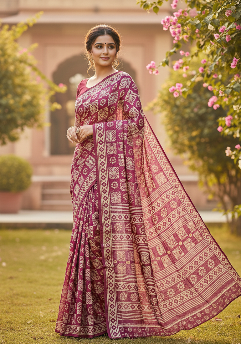 Wine Dola Silk Saree