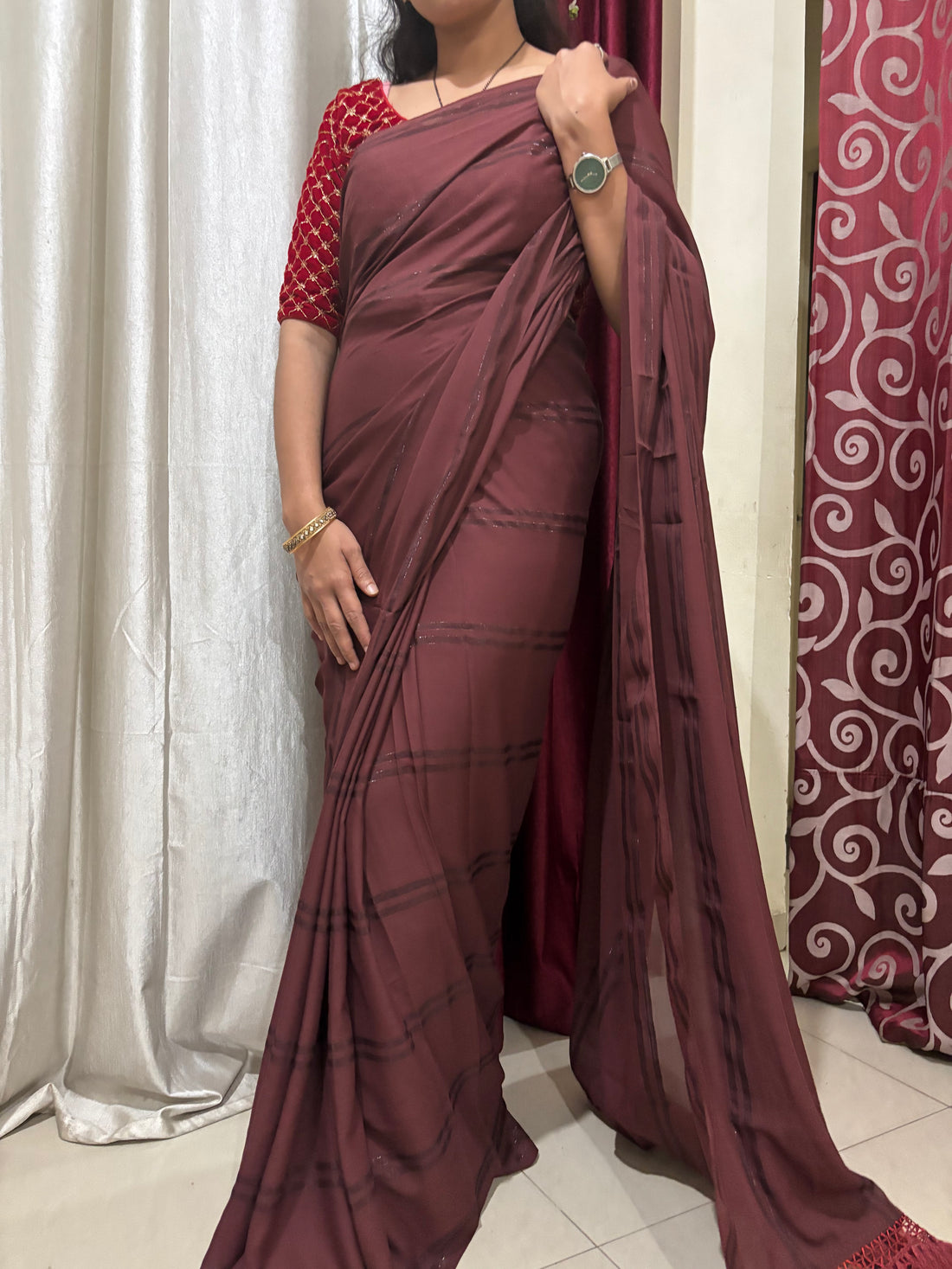 Maroon Georgette Saree