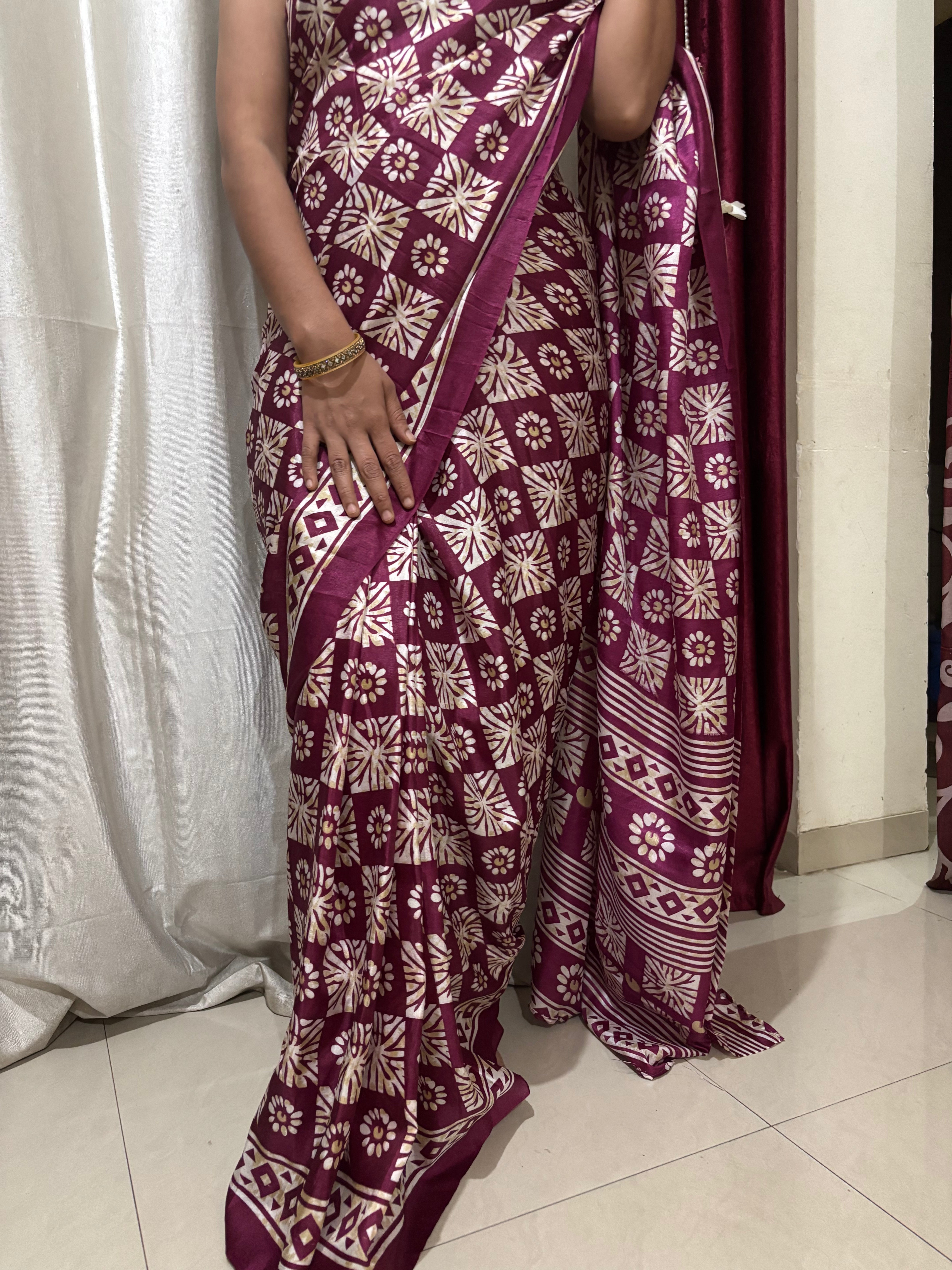 Wine Dola Silk Saree