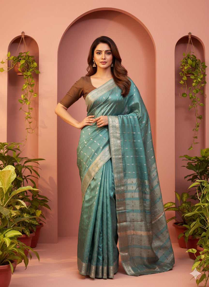 Festive Silk Zari Saree – Timeless Party Glam