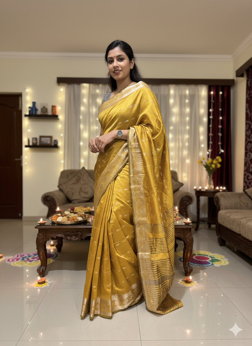Festive Yellow Zari Saree – Radiant Celebration