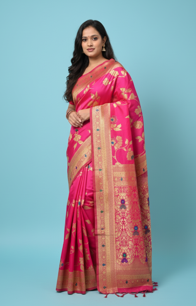 Pink Festive Premium Soft Silk Saree