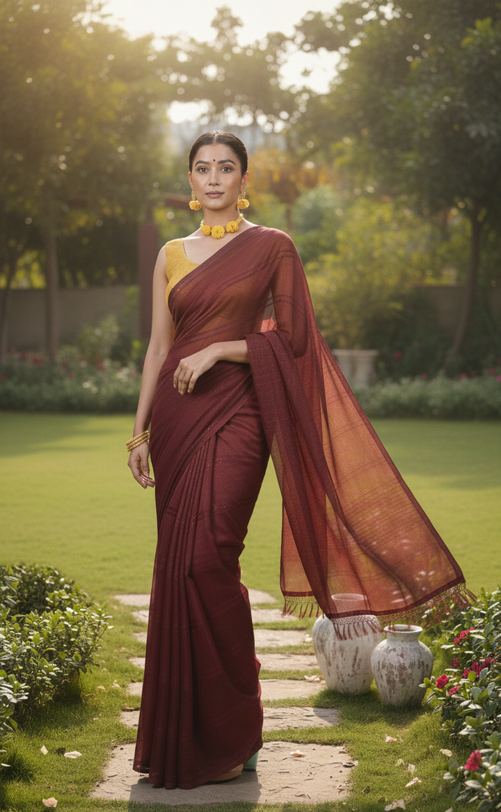 Maroon Georgette Saree