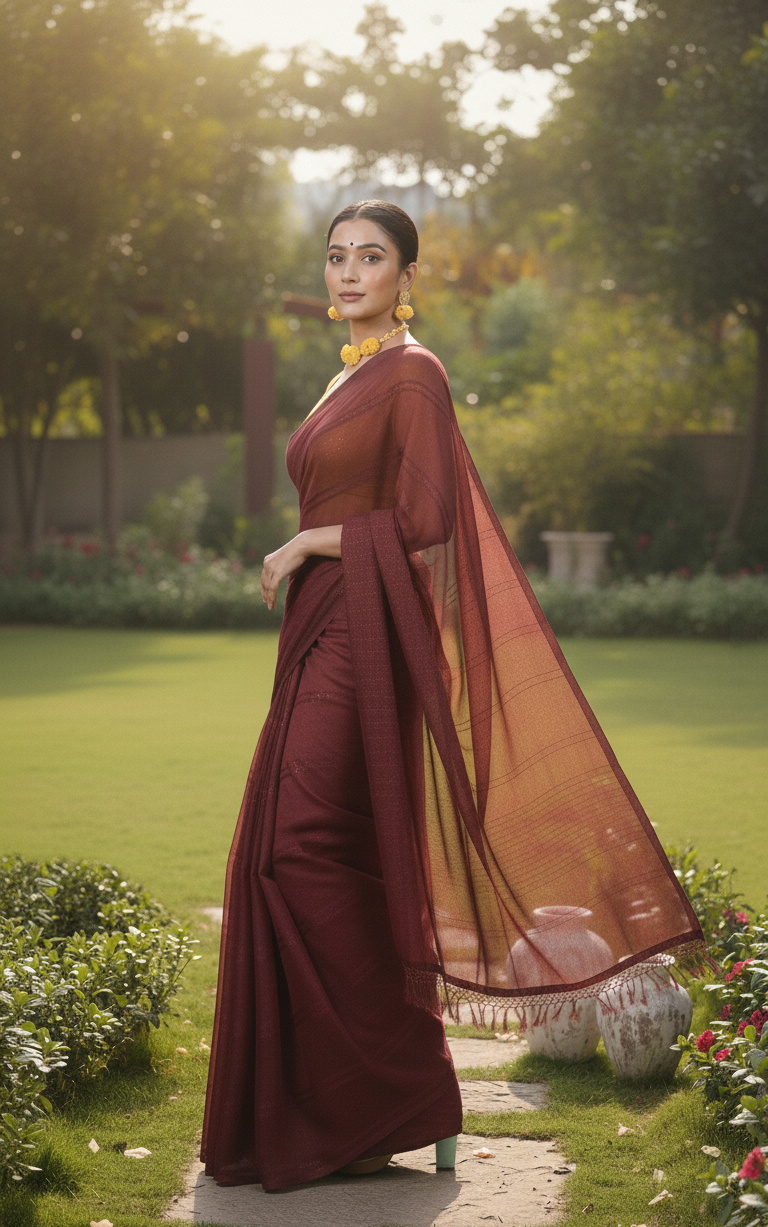 Maroon Georgette Saree
