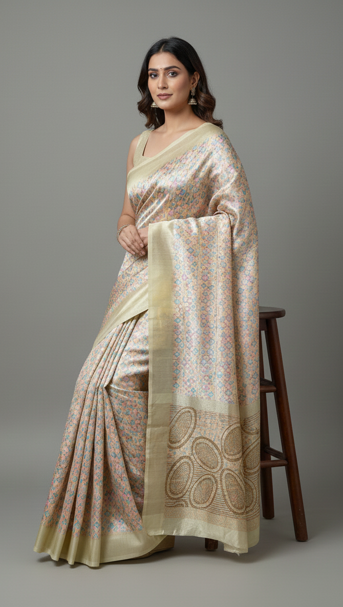 Multicolor Printed Shiny Saree