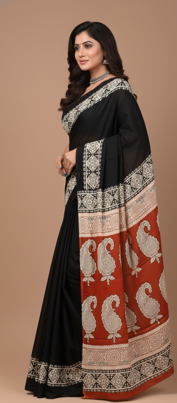 Cotton mulmul saree