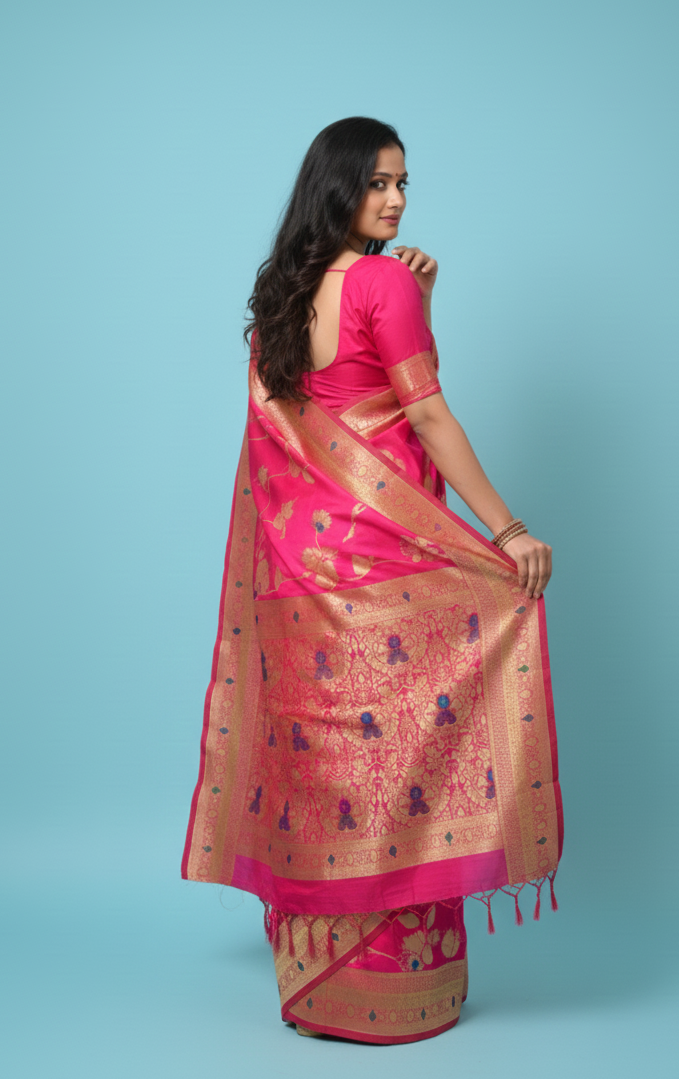 Pink Festive Premium Soft Silk Saree