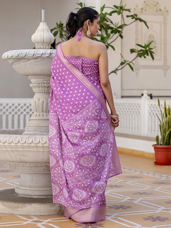 Purple Bandhani dola silk