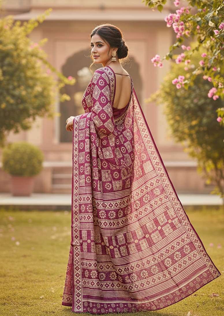 Wine Dola Silk Saree