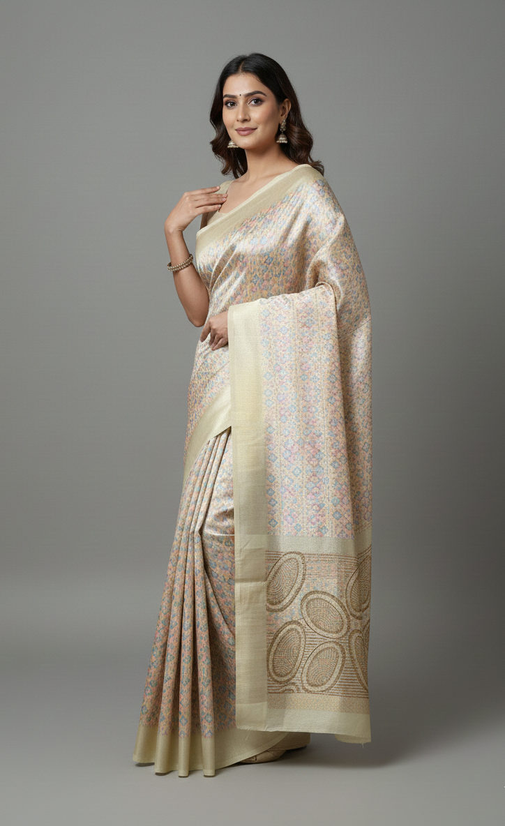 Multicolor Printed Shiny Saree