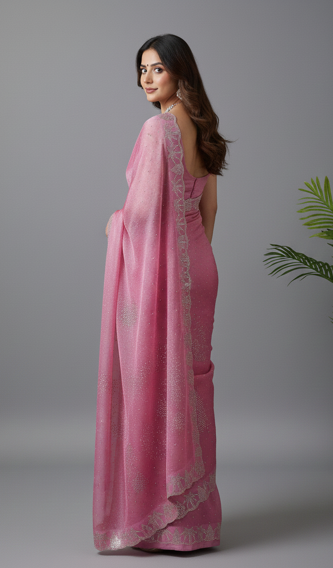 Pink Tissue Party Wear Saree