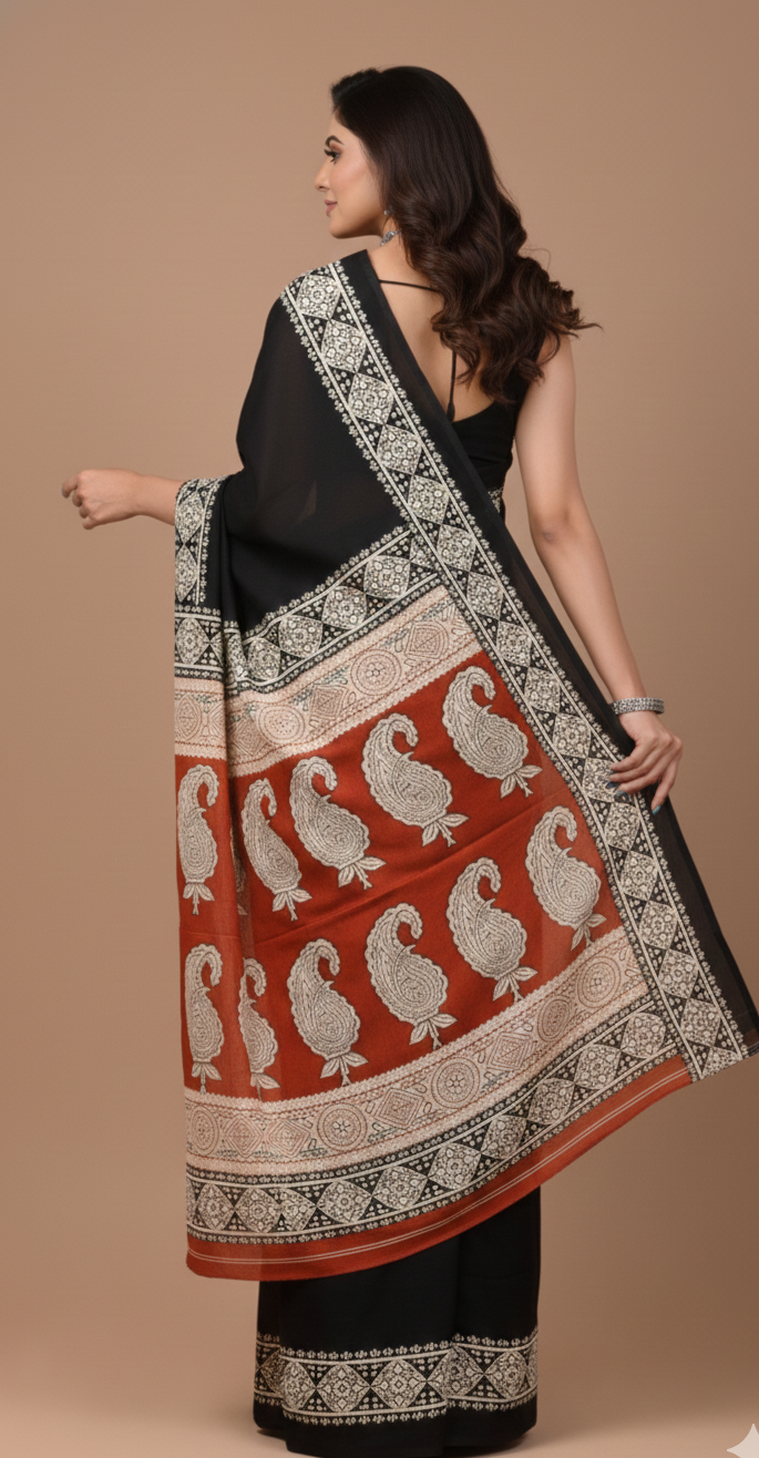 Cotton mulmul saree