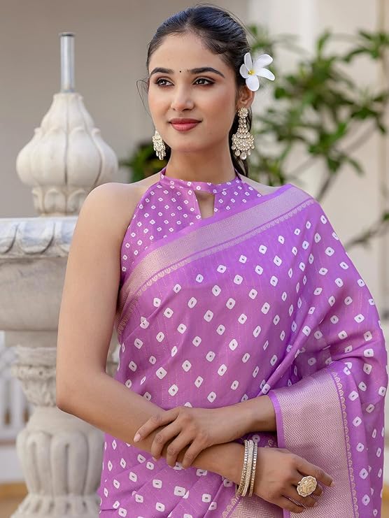 Purple Bandhani dola silk