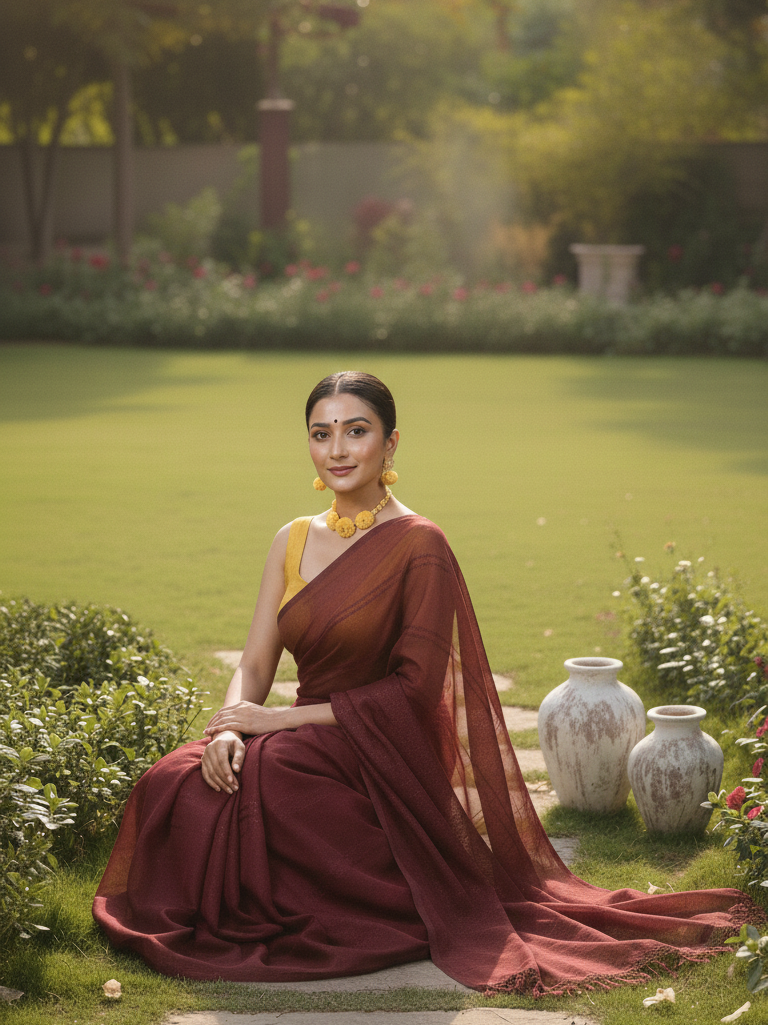 Maroon Georgette Saree