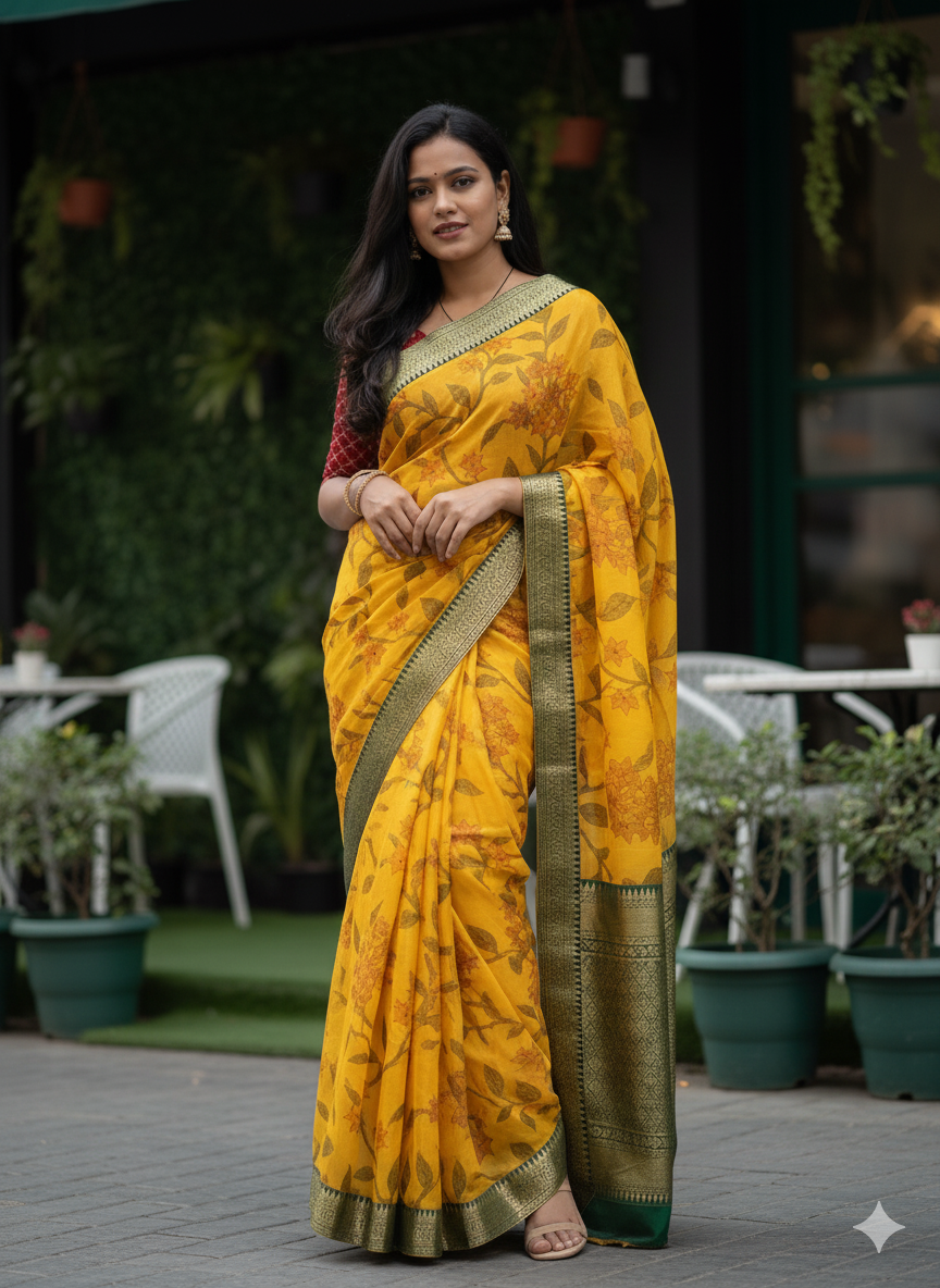 Soft Fabric Yellow Saree – Everyday Sunshine Comfort
