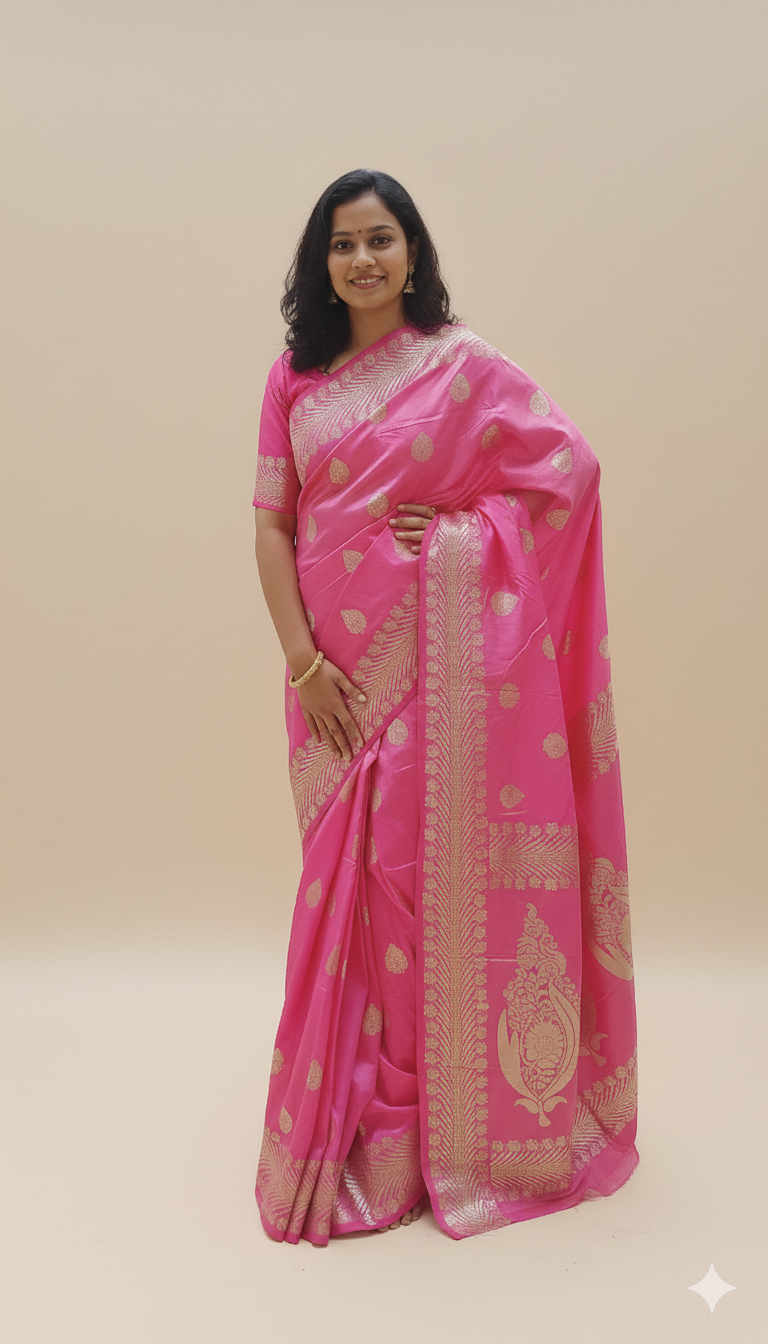 Taksheela Pink High Quality Saree – Luxe Heritage Chic