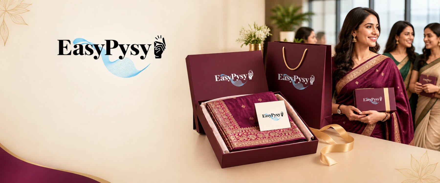 Easypysy corporate gifting — ready to wear saree in premium gift box